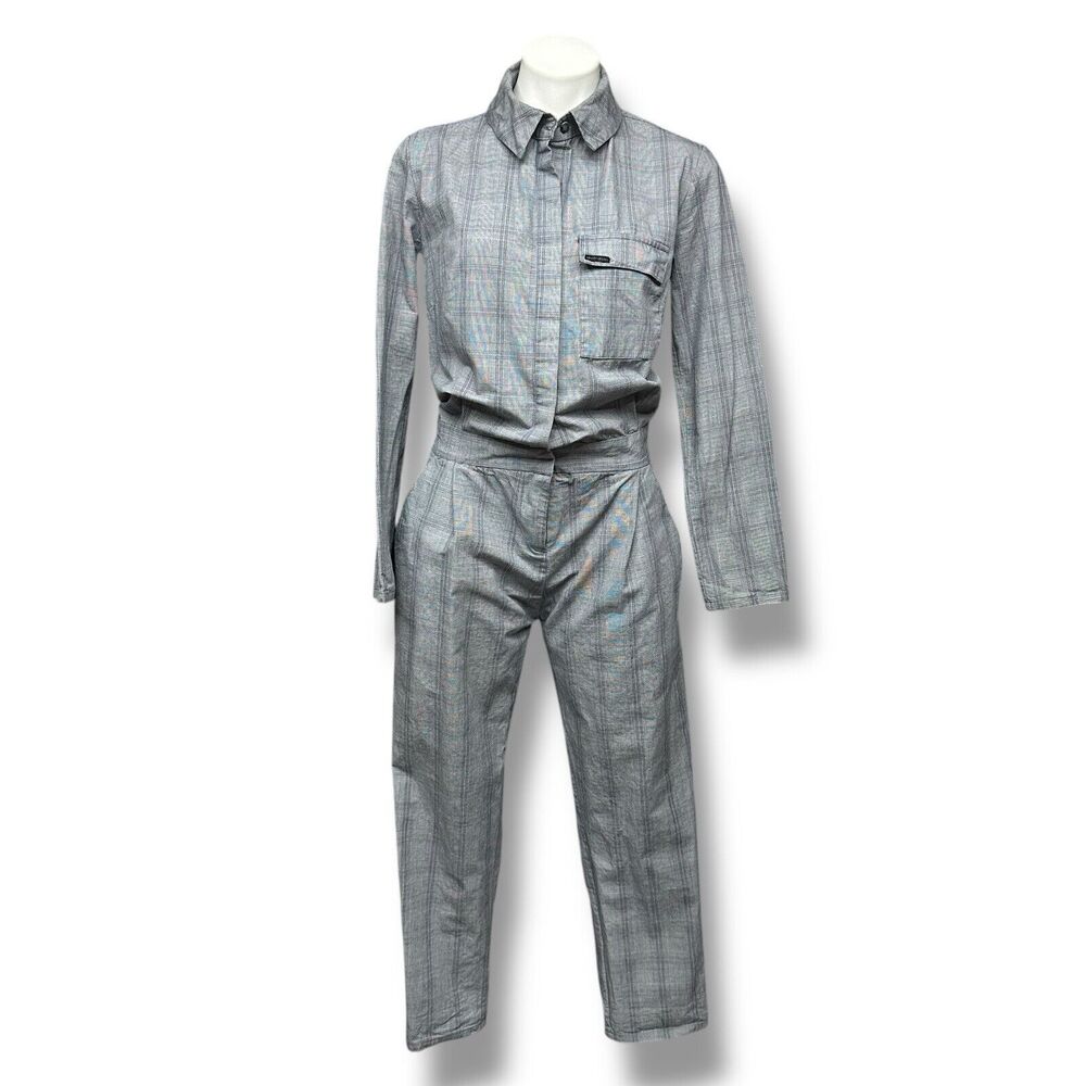 Melody Ehsani Coveralls Sz M
Jumpsuit Work Cotton Plaid Grey ME Womens ASO SZA